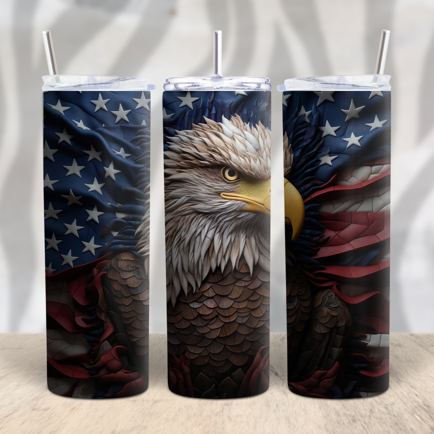 Faux 3D American Eagle - 20oz Skinny Tumbler