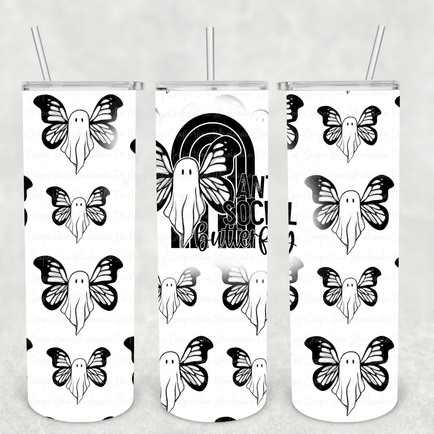 Anti Social Butterfly 20oz Skinny Tumbler Grape Vine Wholesale