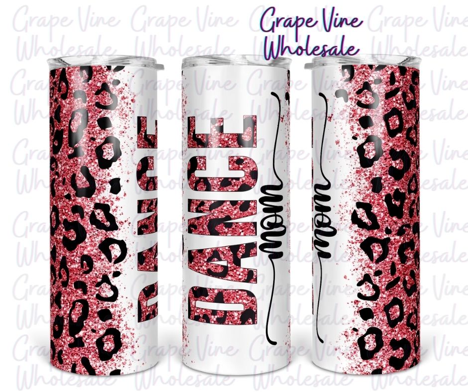 Dance Mom Leopard 20oz Skinny Tumbler Grape Vine Wholesale