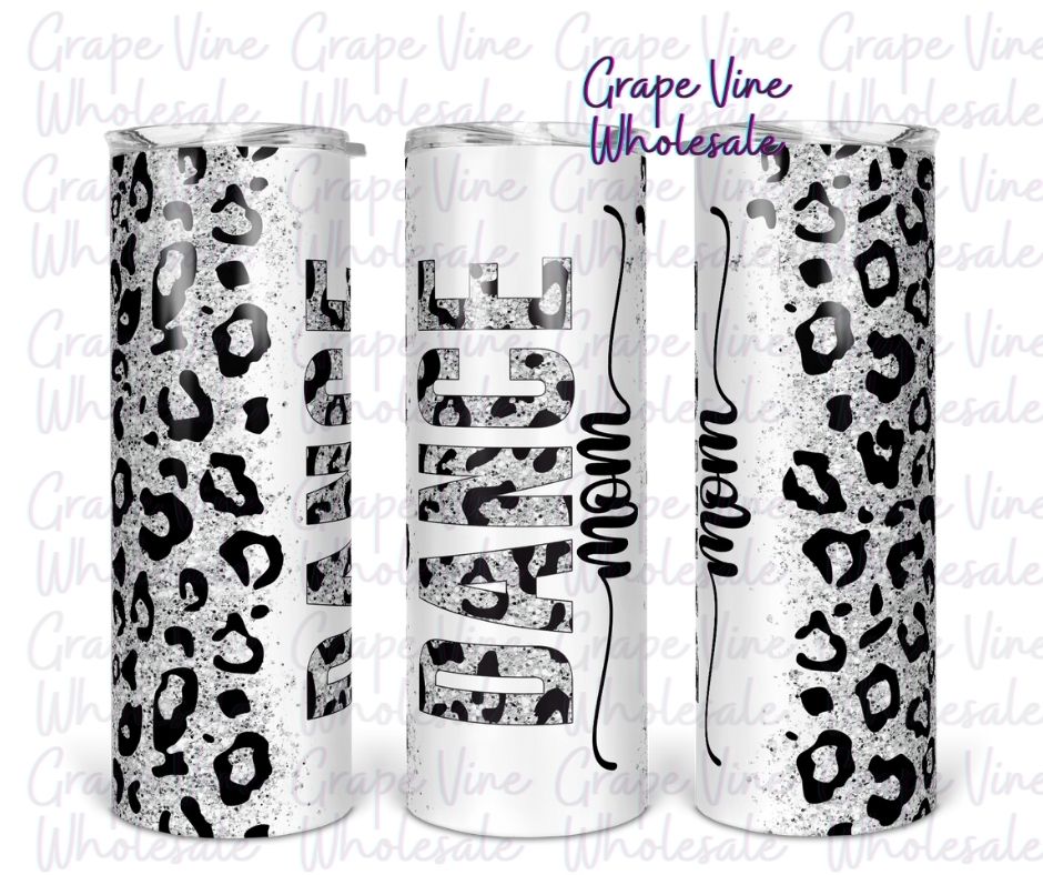 Dance Mom Leopard 20oz Skinny Tumbler Grape Vine Wholesale