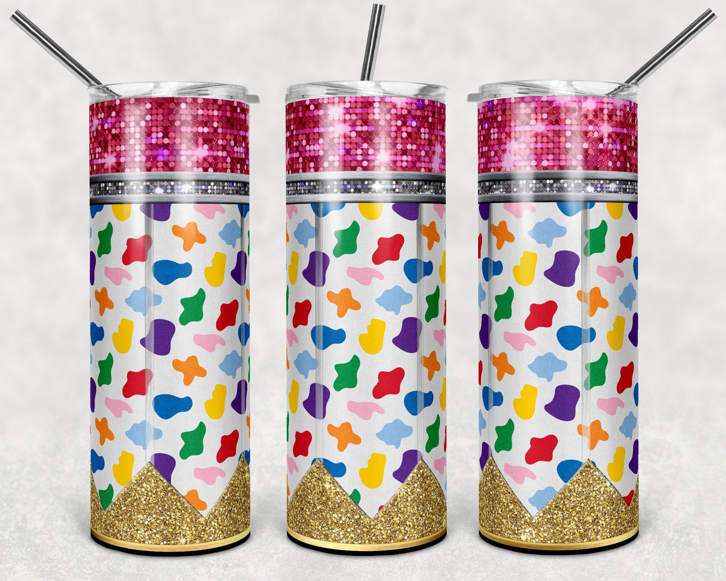 Glitter Pencil *Choose your Class, 36 options!!!* 20oz Skinny Tumbler Grape Vine Wholesale