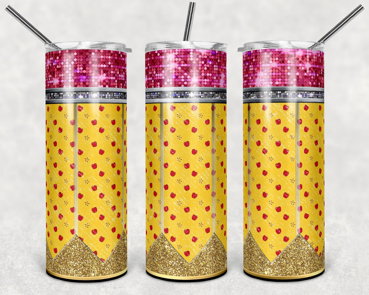 Glitter Pencil *Choose your Class, 36 options!!!* 20oz Skinny Tumbler Grape Vine Wholesale