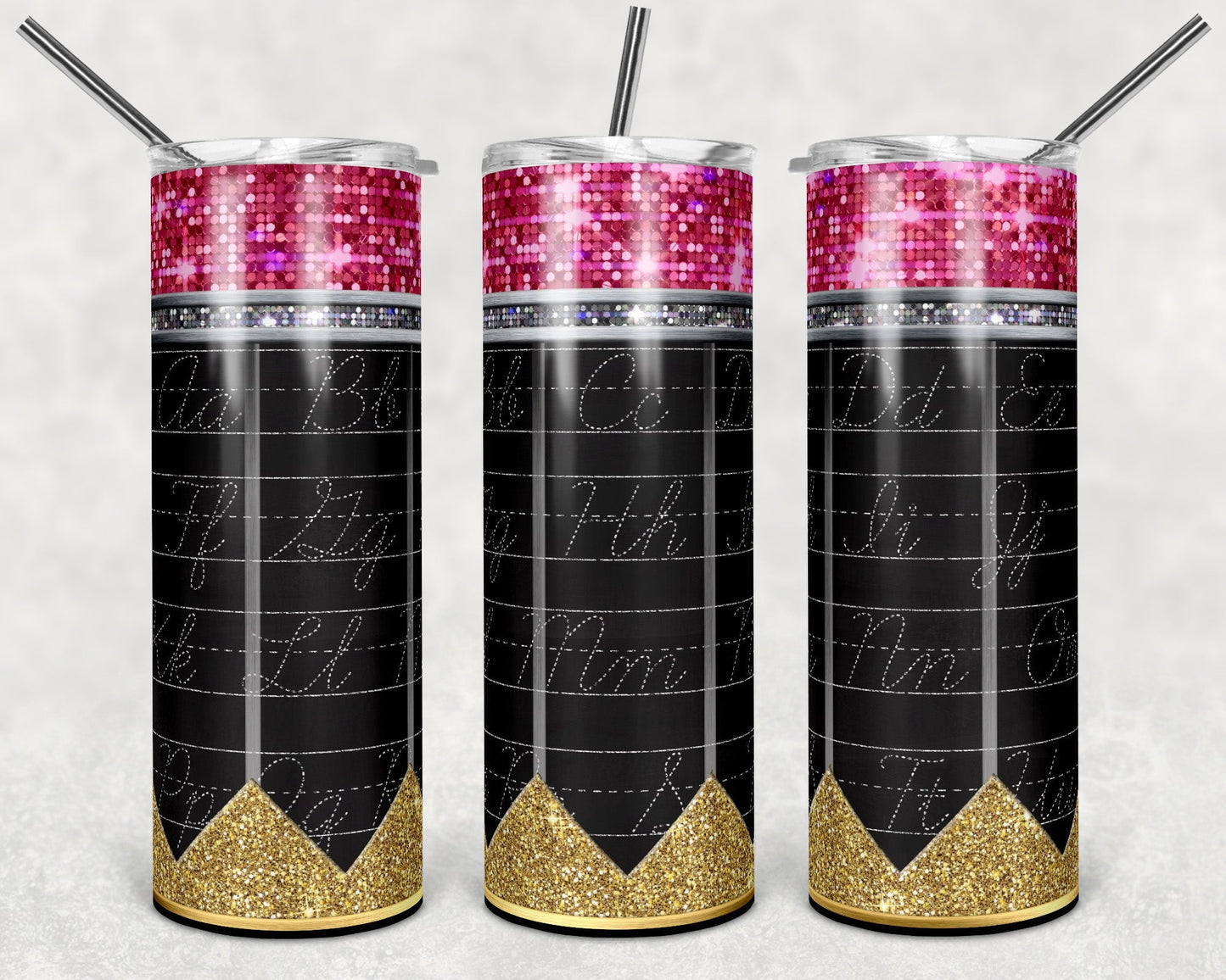 Glitter Pencil *Choose your Class, 36 options!!!* 20oz Skinny Tumbler Grape Vine Wholesale