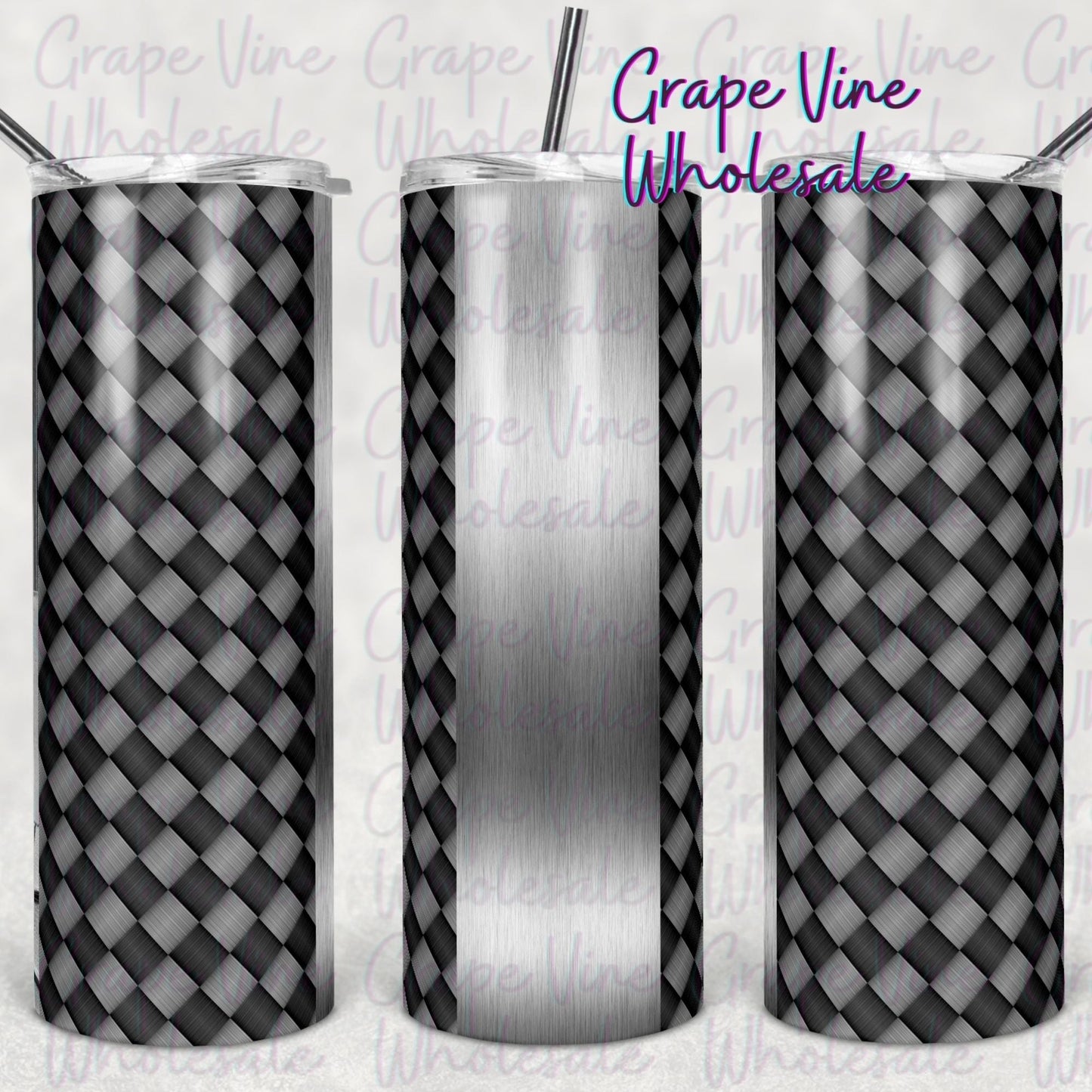 Metal Check *Customizable* 20oz Skinny Tumbler Grape Vine Wholesale