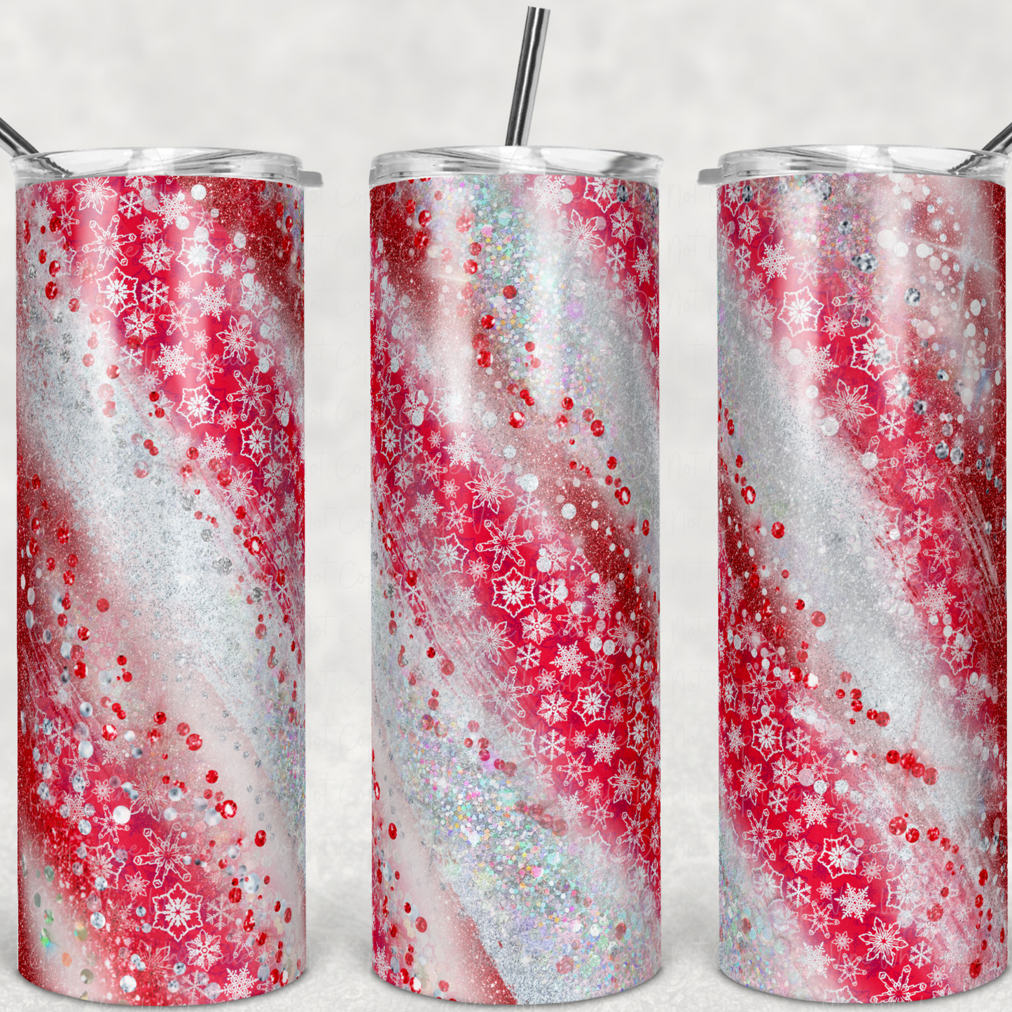 Milky Way Red Snowflakes 20oz Skinny Tumbler Grape Vine Wholesale