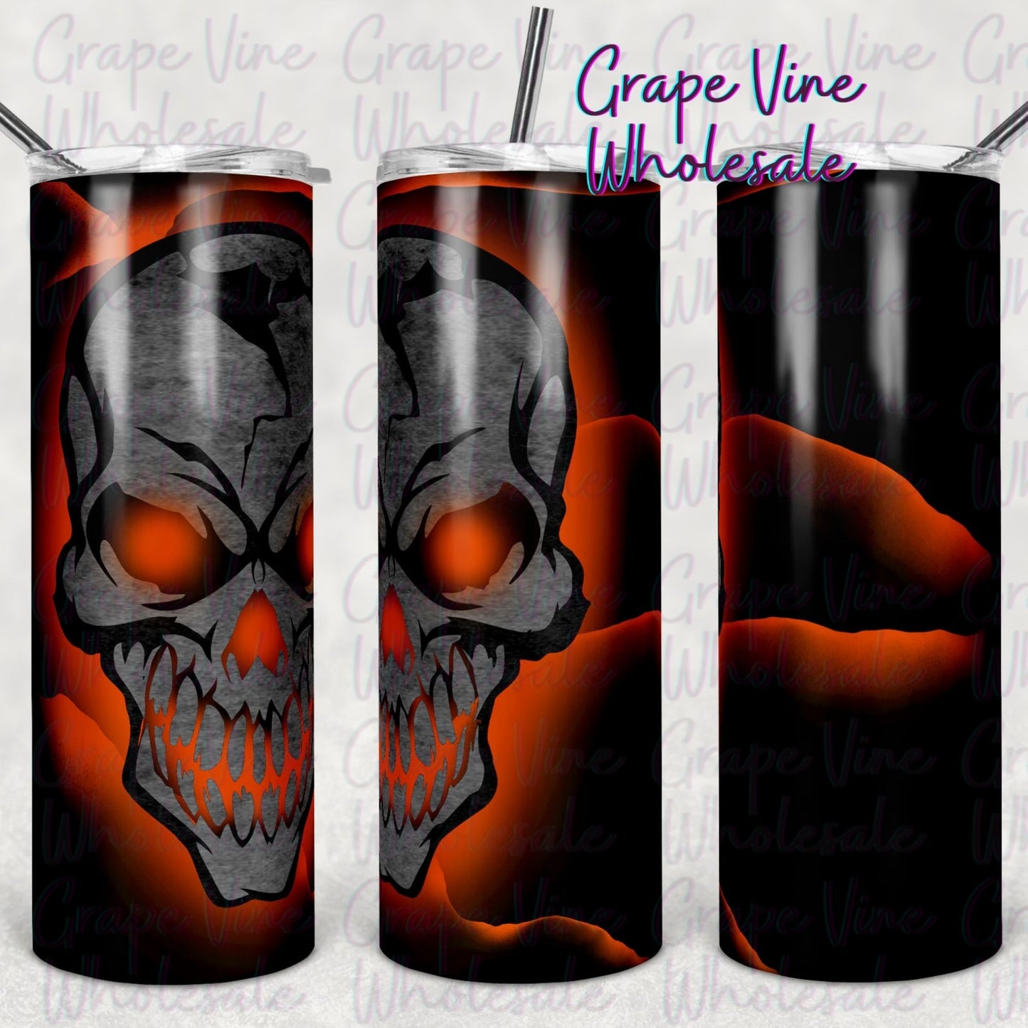 Orange Skull 20oz Skinny Tumbler Grape Vine Wholesale