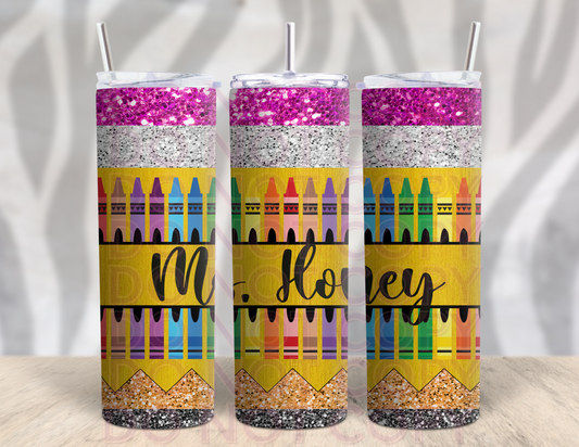 Pencil Crayon Teacher Tumbler (Customizable) - 2 Peas Tees