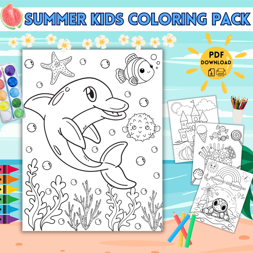 Summer Kids Coloring Pages