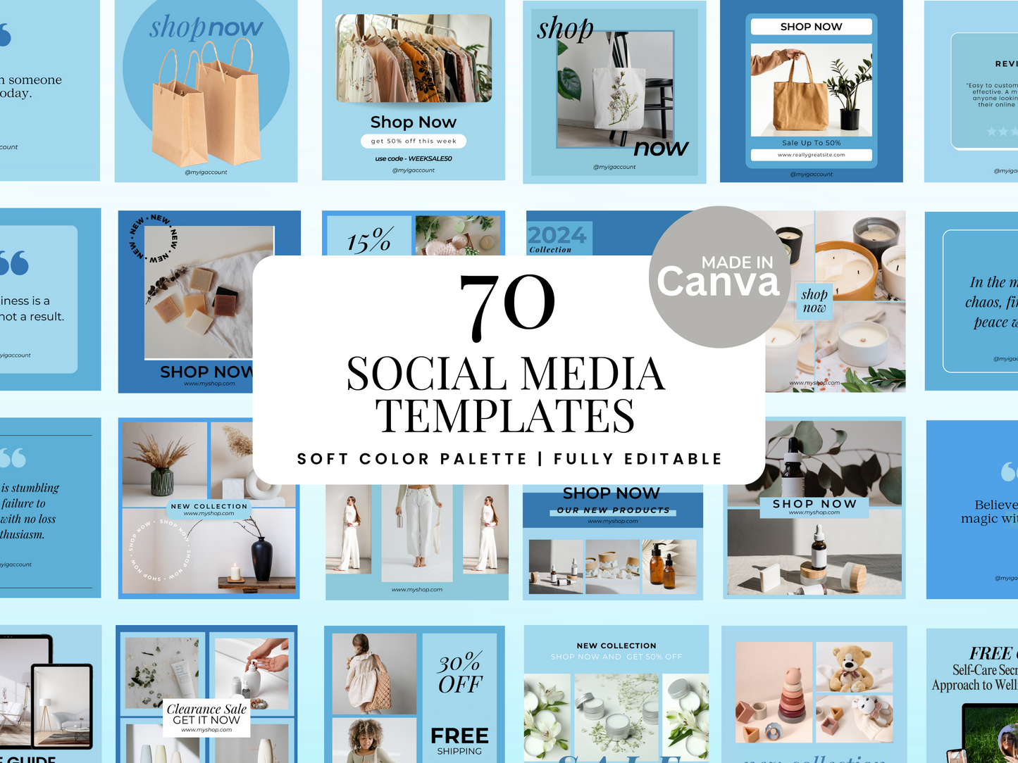 Blue Social Media Templates (Canva Templates)