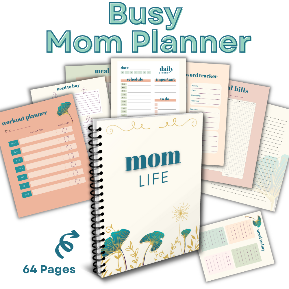 The Planner For Busy Moms (Green- Choose your cover!)