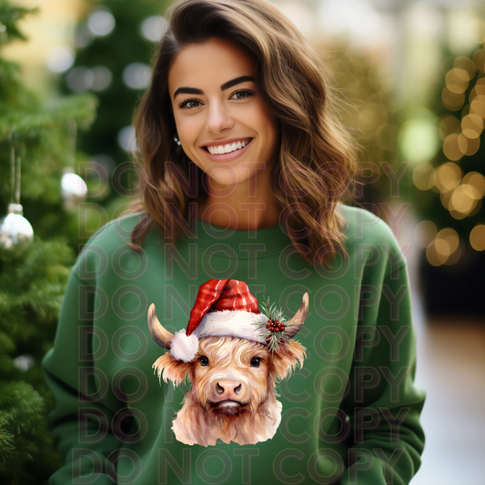 Santa Highland Cow Choose Your shirt Style