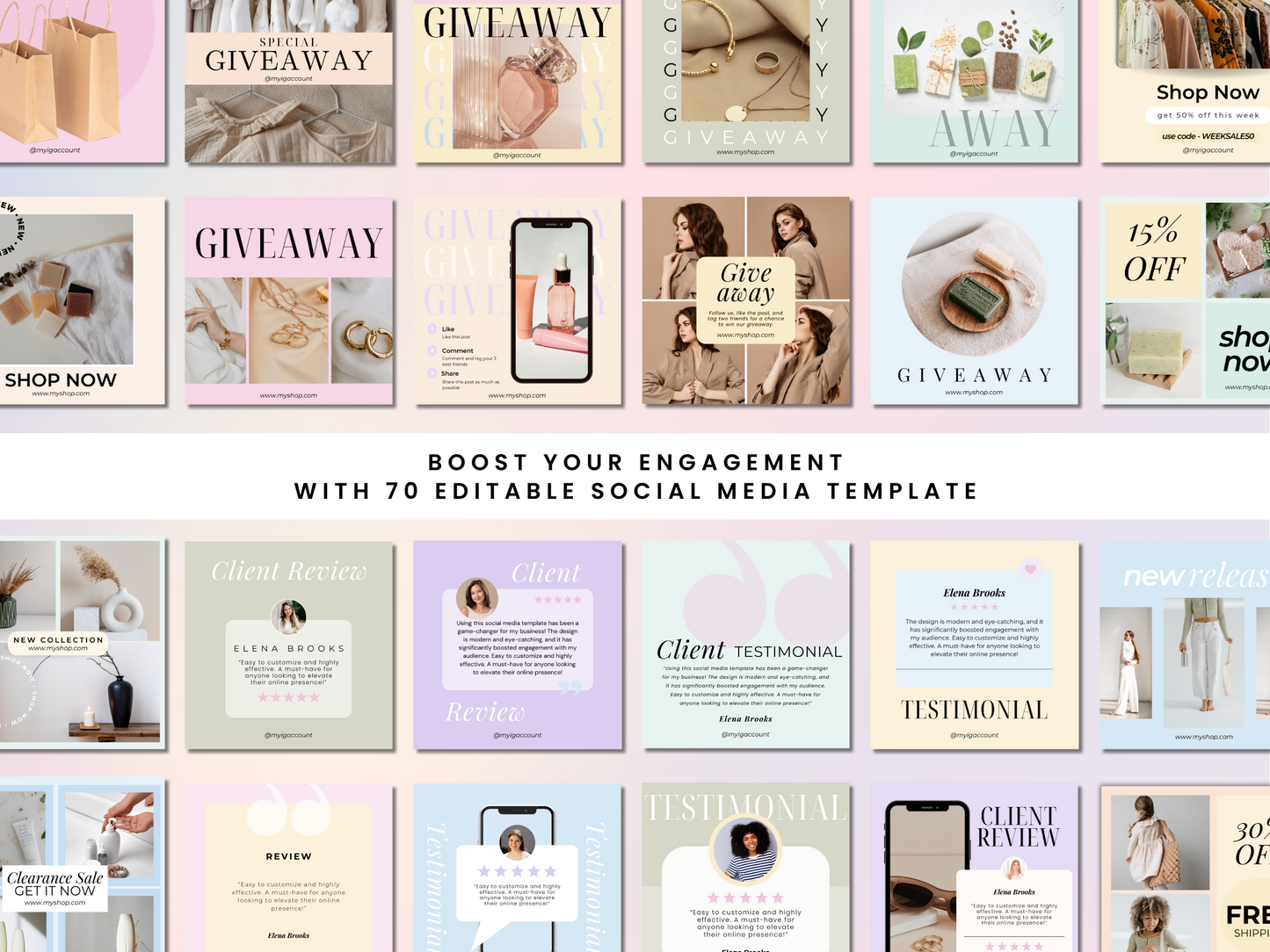 Pastel Social Media Templates (Canva Templates)