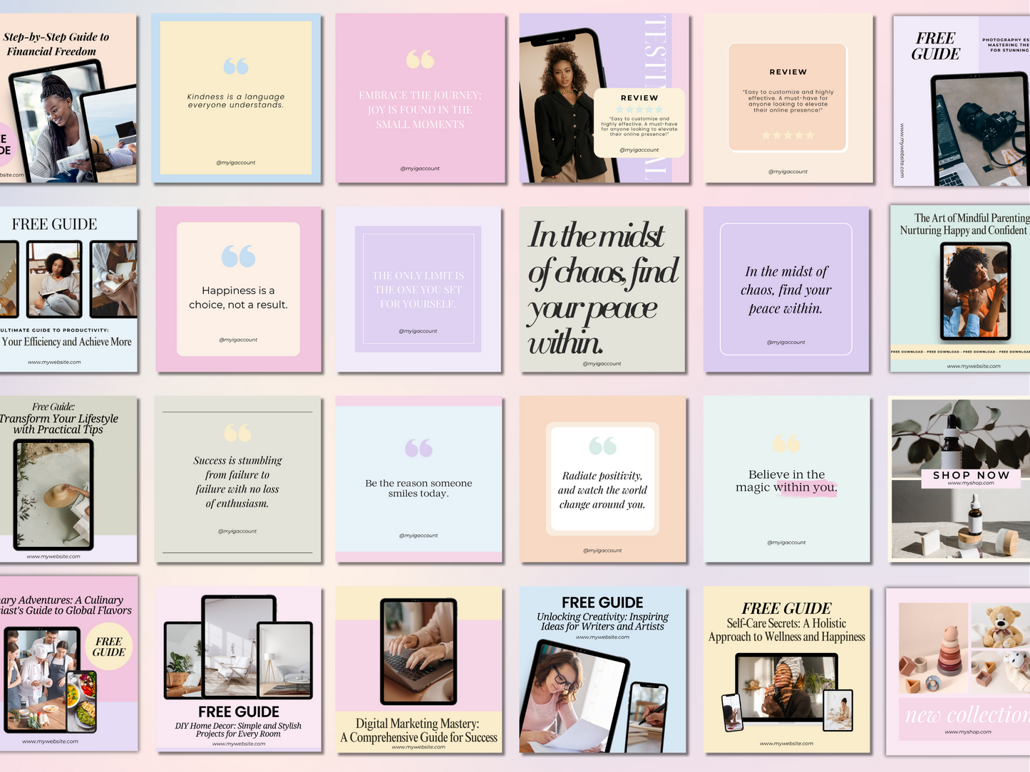 Pastel Social Media Templates (Canva Templates)