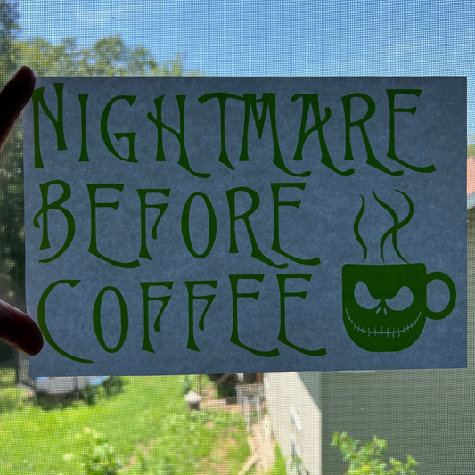 Nightmare Before Coffee- Neon Green Design- Short Sleeve or Long Sleeve Only - 2 Peas Tees