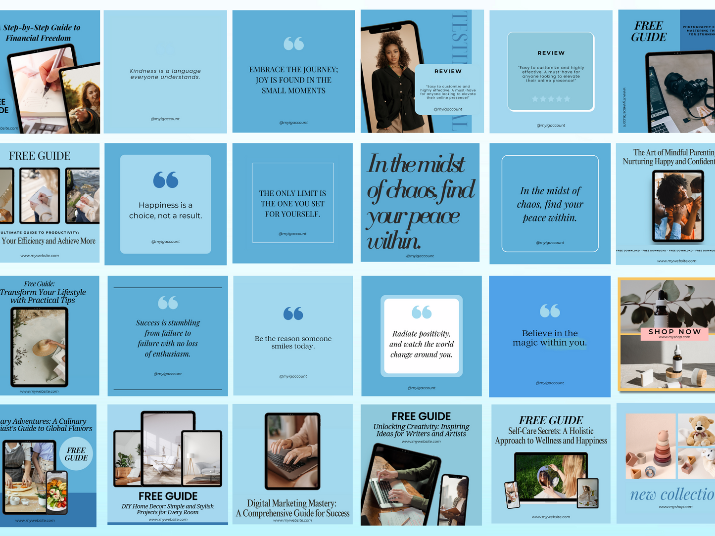 Blue Social Media Templates (Canva Templates)