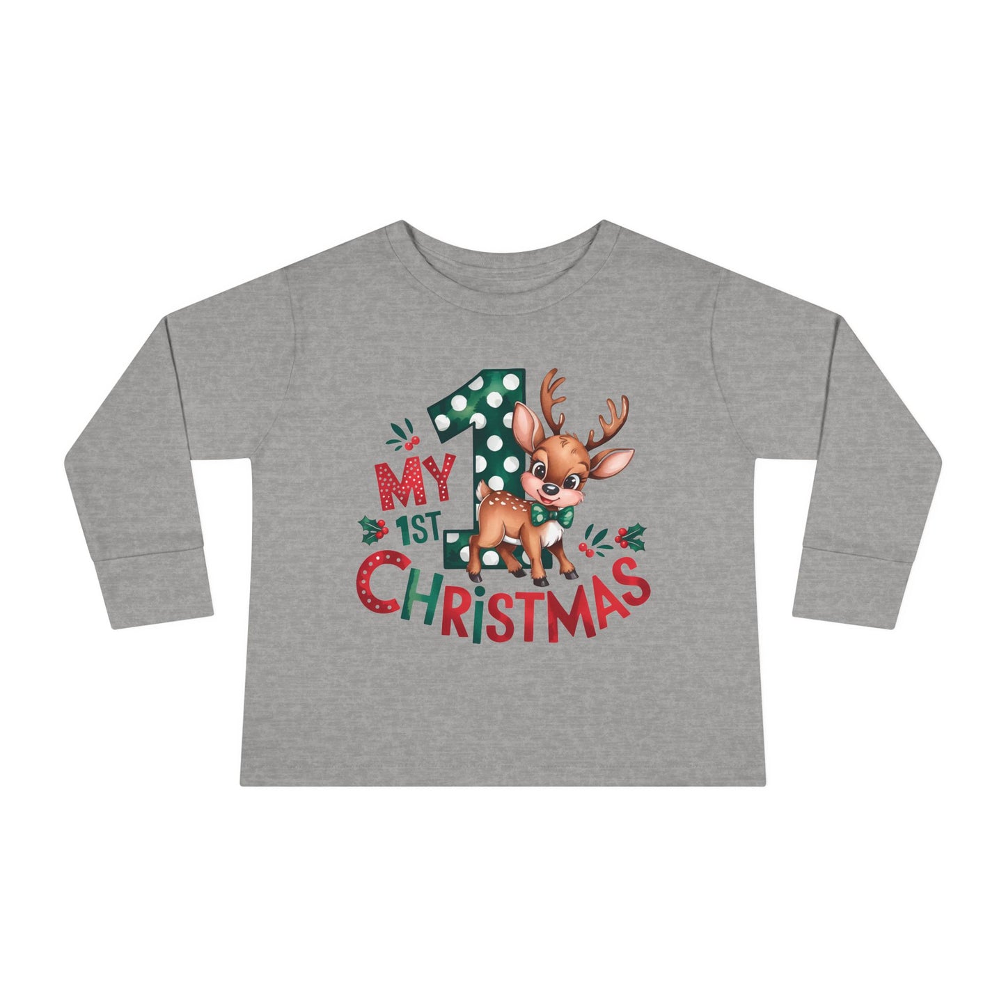 My 1st Christmas Toddler Long Sleeve Tee - Cute Reindeer Design