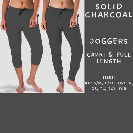 Batch #203 - Solids - Closes 9/19 - ETA early November - Solid Charcoal Full and Capri Length Joggers