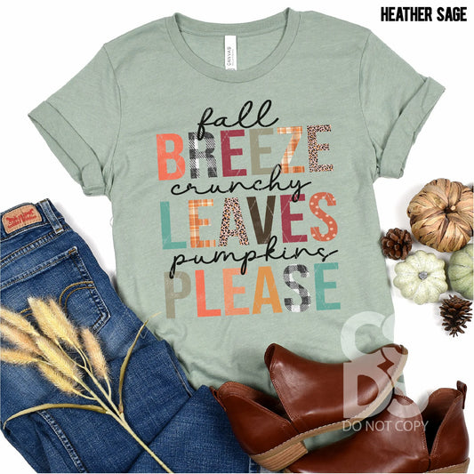 Fall Leaves, Pumpkins Please Choose Your shirt Style - 2 Peas Tees