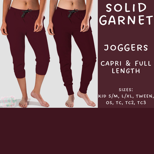 Batch #203 - Solids - Closes 9/19 - ETA early November - Solid Garnet Full and Capri Length Joggers