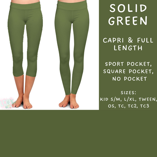 Batch #203 - Solids - Closes 9/19 - ETA early November - Solid Green Full and Capri Length Leggings