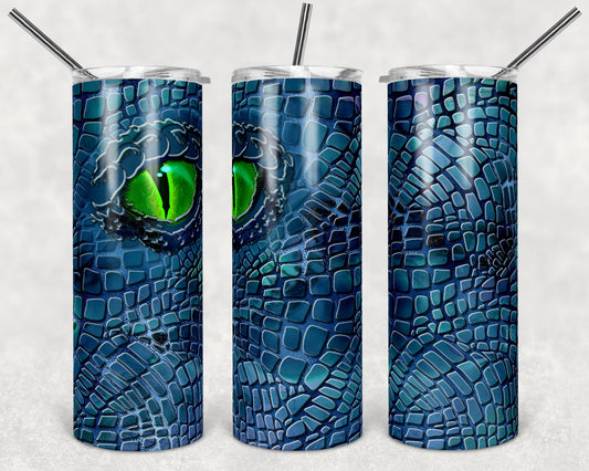 Blue Dragon Tumbler -Mythical Dragon  Tumbler- Water Dragon- -Dragon Scales Tumbler-  Skinny Tumbler - 20oz Tumbler with Lid and Straw - 2 Peas Tees