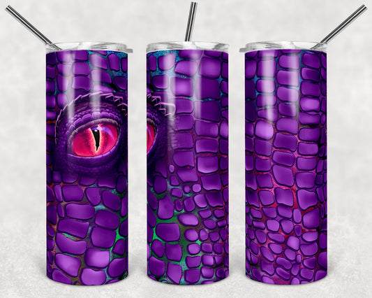 Purple Dragon Tumbler -Dragon Scales Tumbler-  Skinny Tumbler - 20oz Tumbler with Lid and Straw - 2 Peas Tees