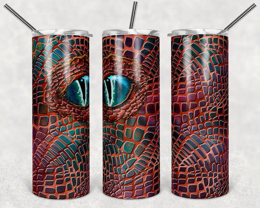 Orange Earth Tones Dragon Tumbler -Dragon Scales Tumbler-  Skinny Tumbler - 20oz Tumbler with Lid and Straw - 2 Peas Tees