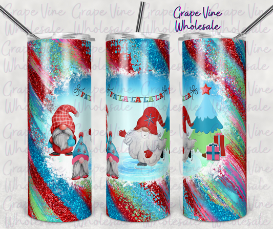 A FA LA LA LA LA Gnome Christmas 20oz Skinny Tumbler Grape Vine Wholesale