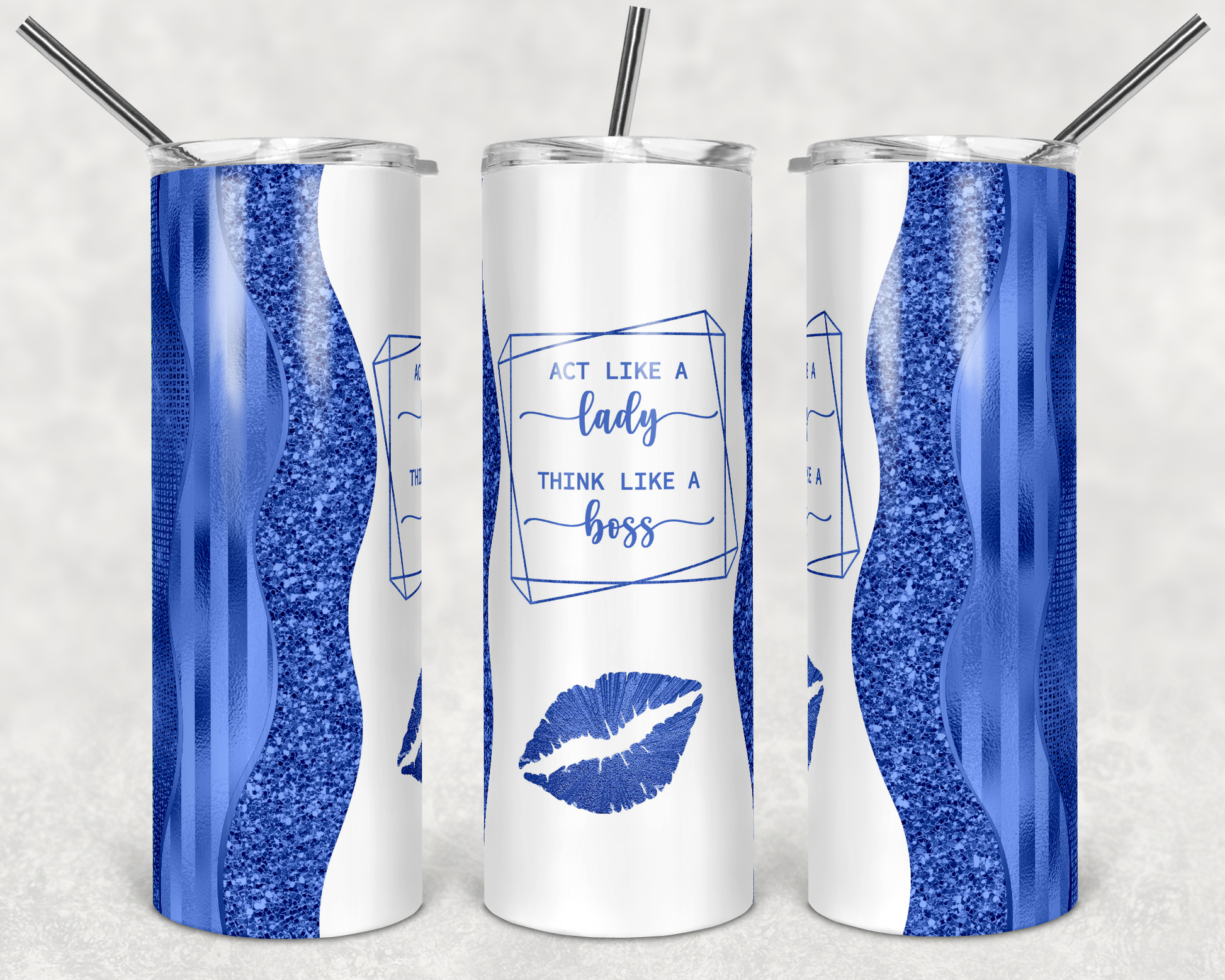 Act Like a Lady Think Like a Boss with lipstick kiss *Choose Your Color* 20oz Skinny Tumbler Grape Vine Wholesale