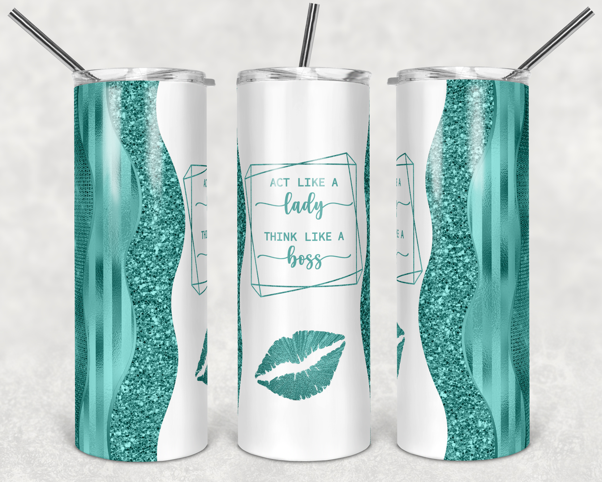 Act Like a Lady Think Like a Boss with lipstick kiss *Choose Your Color* 20oz Skinny Tumbler Grape Vine Wholesale