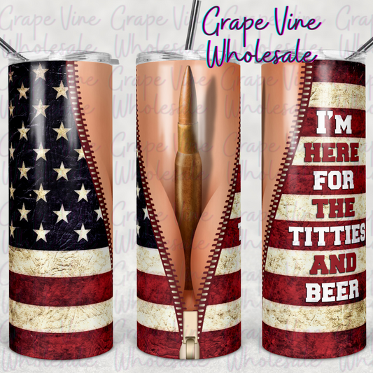 American Bullet Cleavage with Words 20oz Skinny Tumbler Grape Vine Wholesale