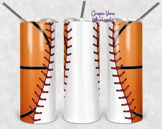 Baseball Basketball Combo 20oz Skinny Tumbler Grape Vine Wholesale