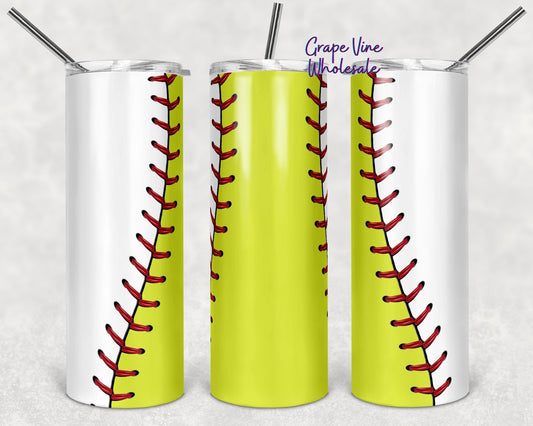 Baseball Softball Combo 20oz Skinny Tumbler Grape Vine Wholesale