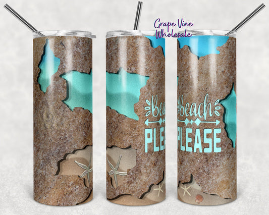 Beach Please 20oz Skinny Tumbler Grape Vine Wholesale