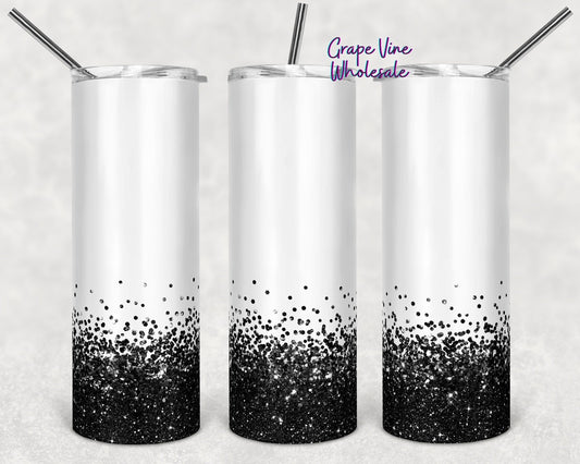 Black Glitter Ombre 20oz Skinny Tumbler Grape Vine Wholesale