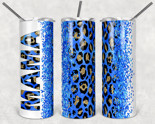 Blue Leopard Print Mama 20oz Skinny Tumbler Grape Vine Wholesale