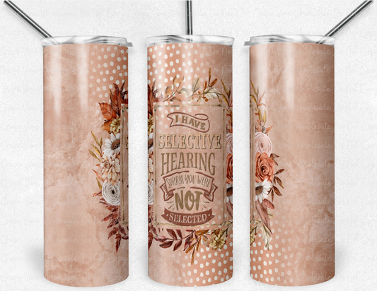 Boho Flowers - Selective Hearing - 20oz Skinny Tumbler Grape Vine Wholesale