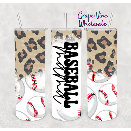 Cheetah Baseball Mama 20oz Skinny Tumbler Grape Vine Wholesale