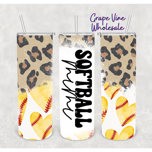 Cheetah Softball Mimi 20oz Skinny Tumbler Grape Vine Wholesale