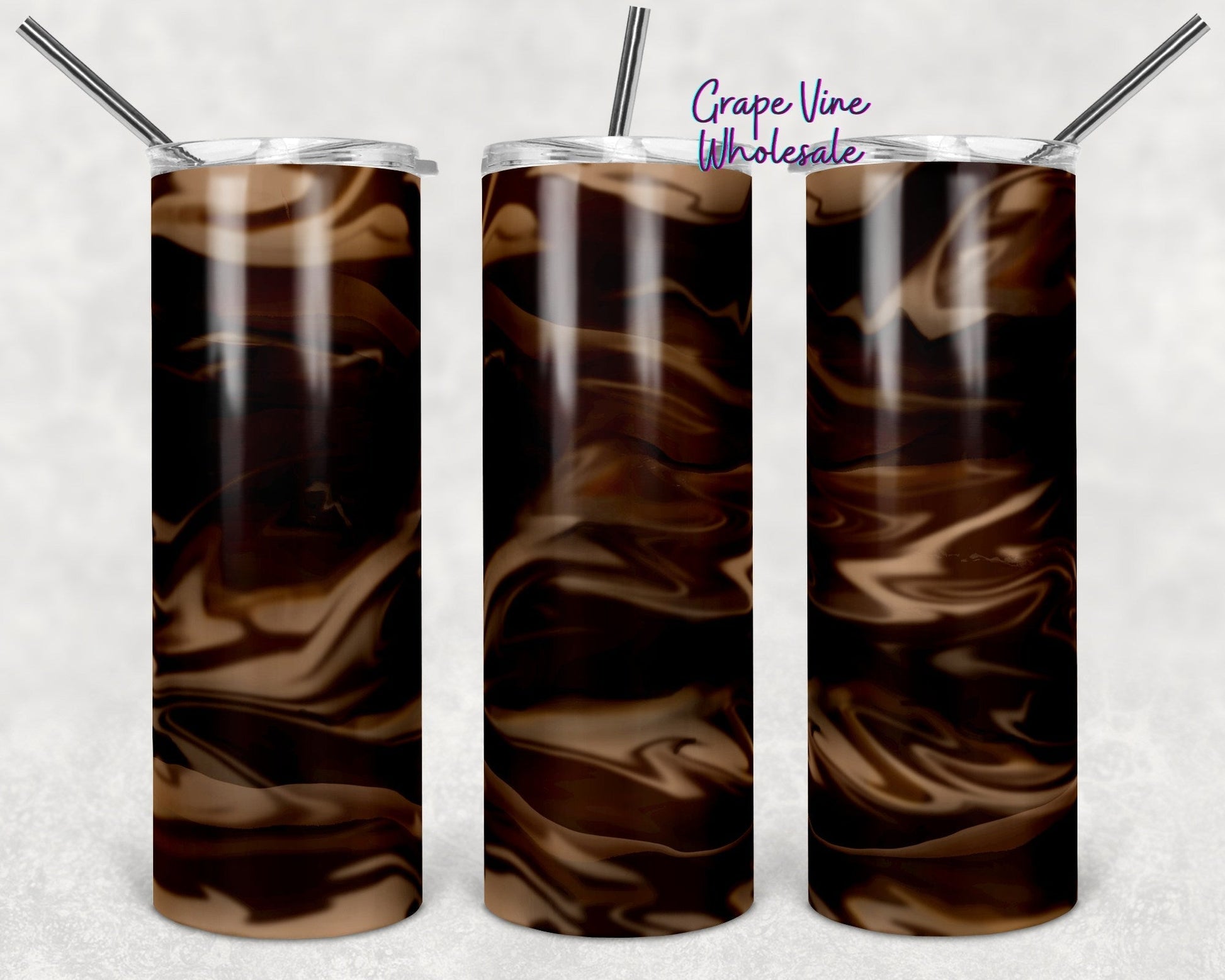 Dark Coffee Cream Milky Way 20oz Skinny Tumbler Grape Vine Wholesale