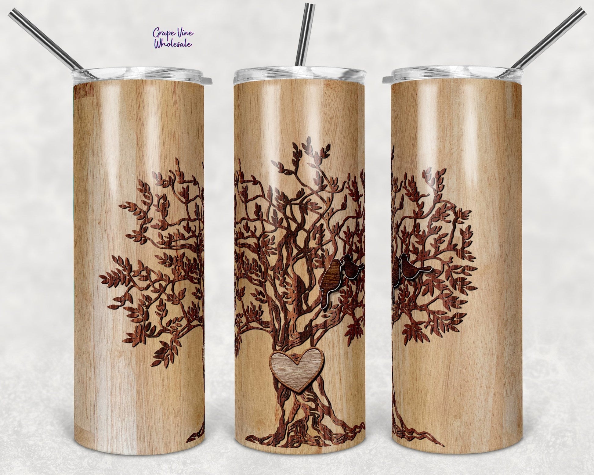 Find Me With The Birds & Trees 20oz Skinny Tumbler Grape Vine Wholesale
