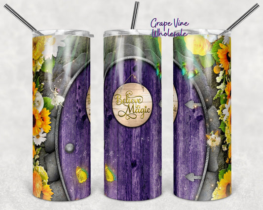 Floral & Fairy Believe In Magic 20oz Skinny Tumbler Grape Vine Wholesale