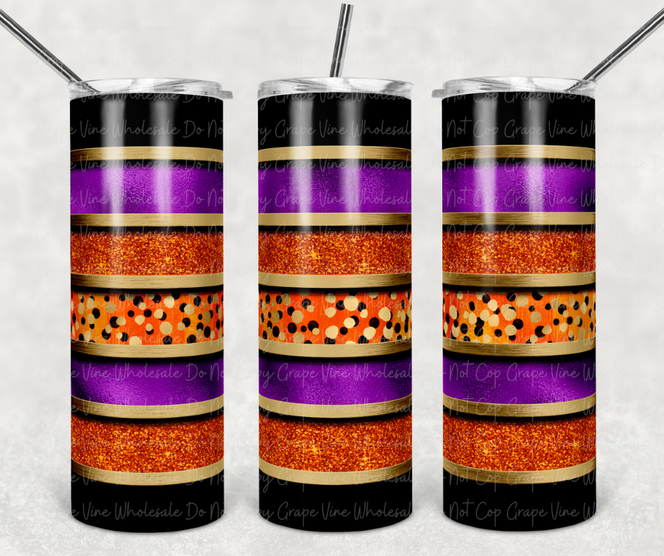 Halloween Stripes (candy corn) 20oz Skinny Tumbler Grape Vine Wholesale