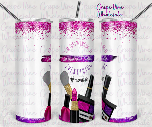 I'm Just Winging It 20oz Skinny Tumbler Grape Vine Wholesale