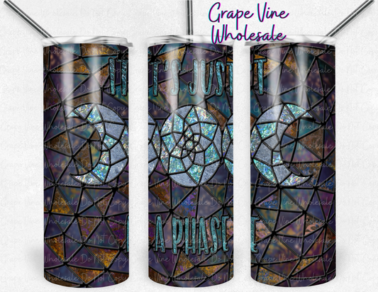 It's Just a Phase - Stained Glass Moon Phases- 20oz Skinny Tumbler Grape Vine Wholesale