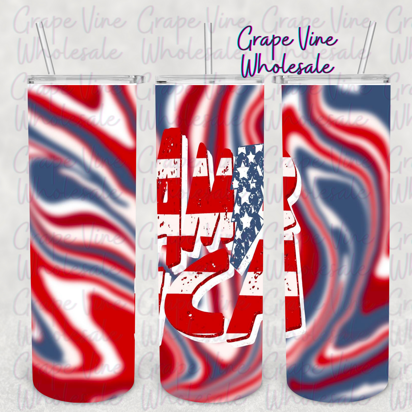 KB Designs Exclusive America 20oz Skinny Tumbler Grape Vine Wholesale