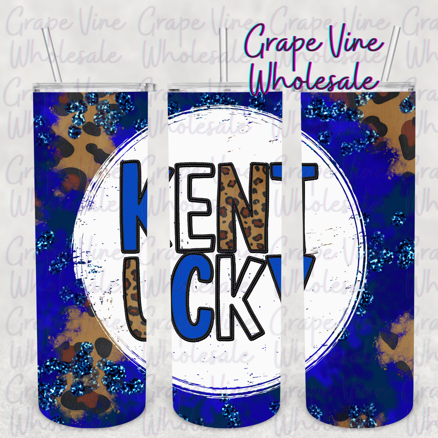 Kentucky Blue Leopard Print20oz Skinny Tumbler Grape Vine Wholesale