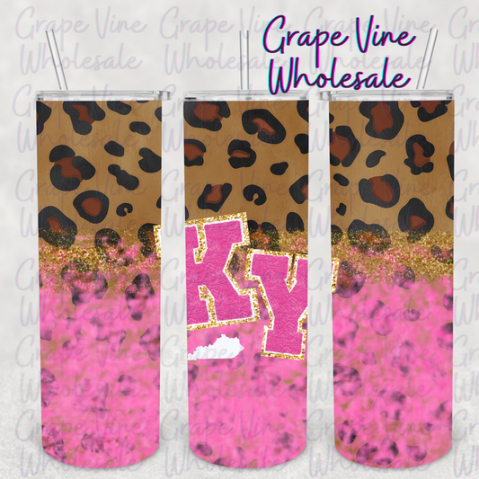 Kentucky Pink Leopard Print 20oz Skinny Tumbler Grape Vine Wholesale