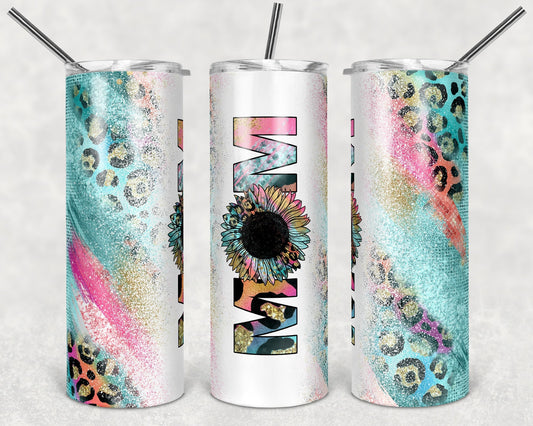 Leopard Milkyway Mom with Sunflower 20oz Skinny Tumbler Grape Vine Wholesale