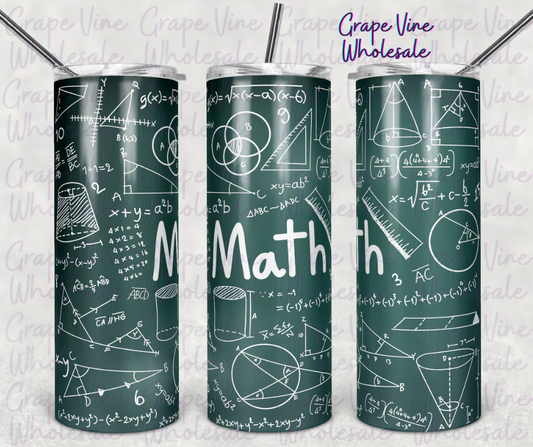 Math Chalkboard 20oz Skinny Tumbler Grape Vine Wholesale